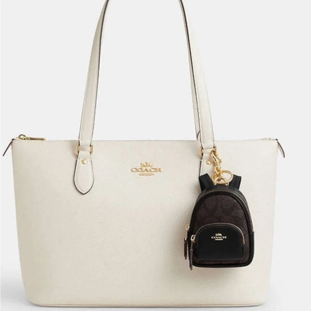 Last 1 ! New Coach Mini Court Backpack Bag Charm In Signature Canvas